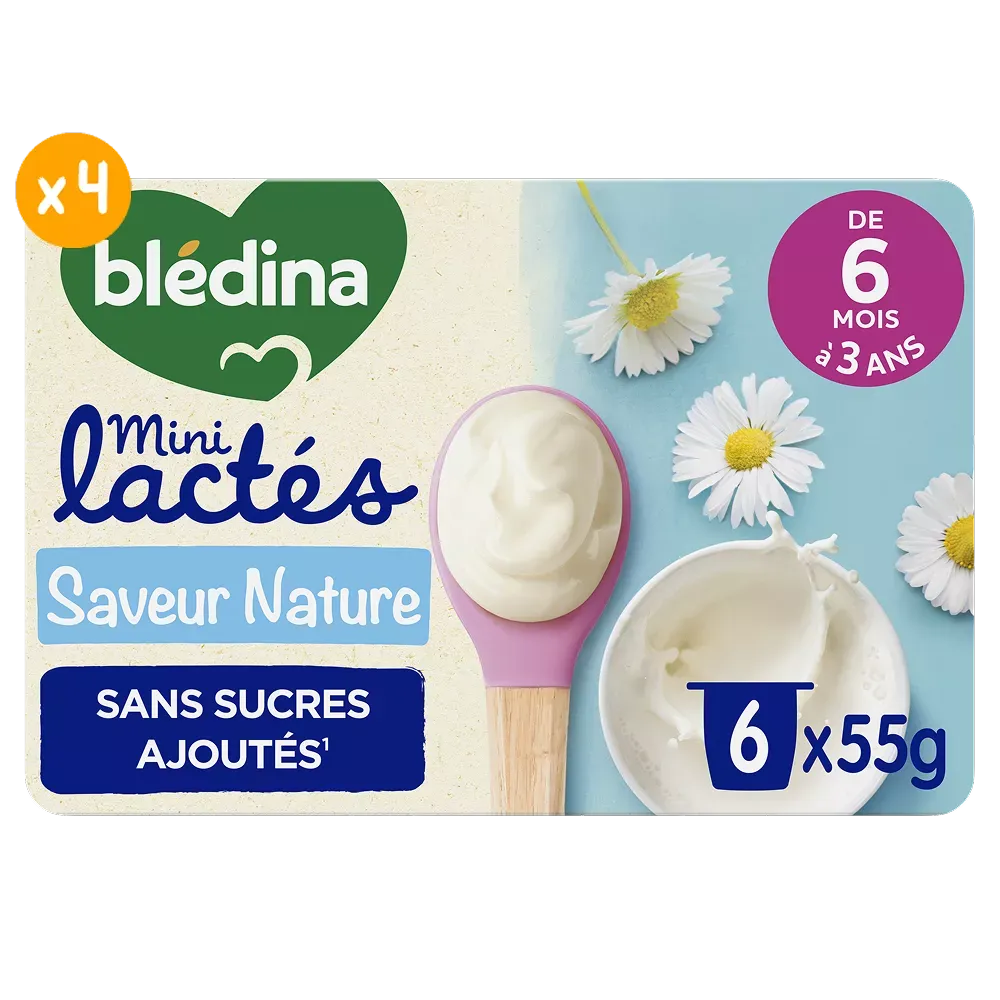 Mini Lactés Nature Sans sucres ajoutés - Lot x4